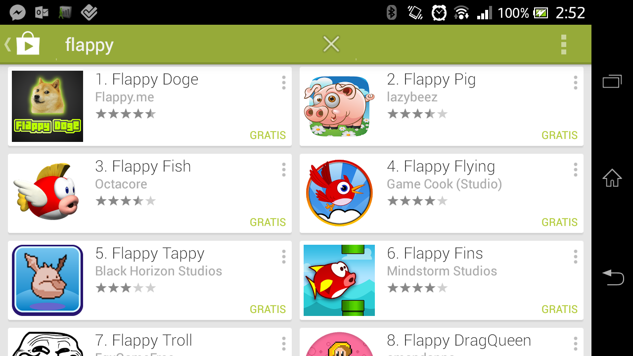bsqueda de Flappy en Google play